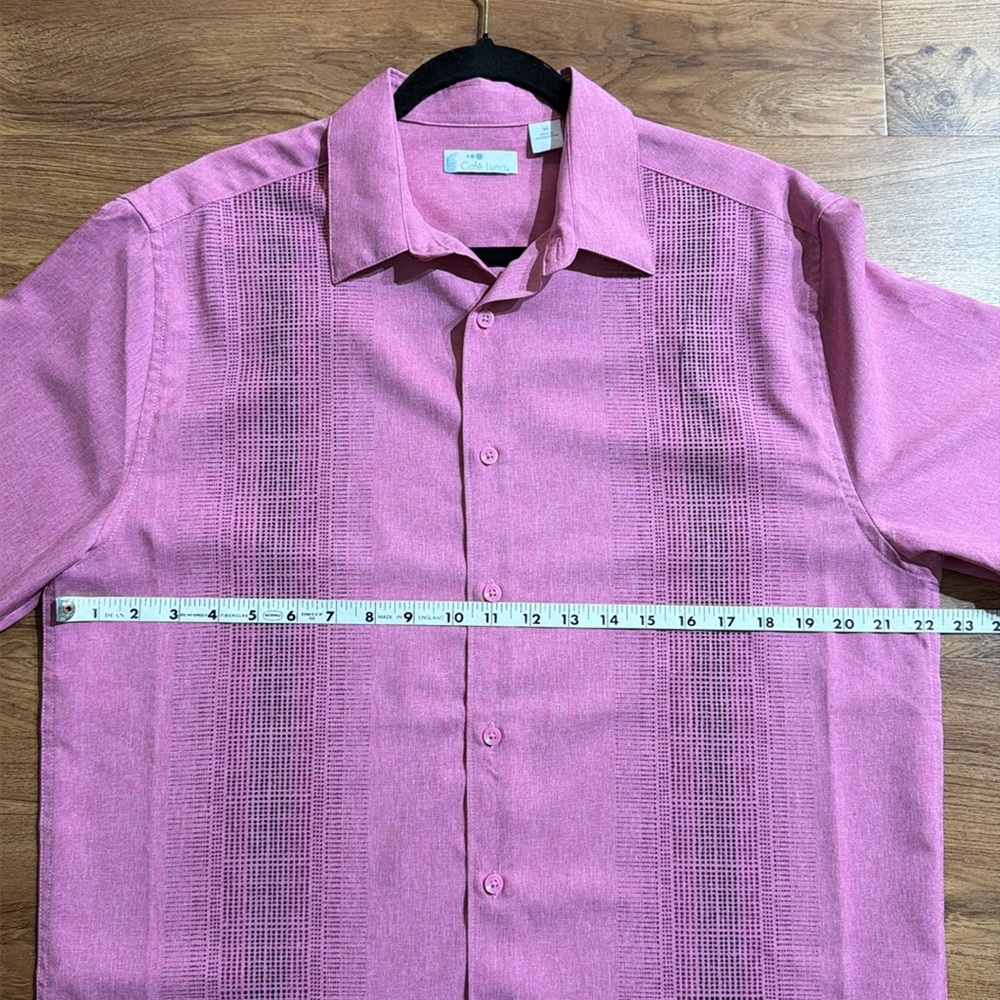 Cafe Luna Men Medium Pink Button Up Collard Shortsleeved Shirt - Picture 6 of 10